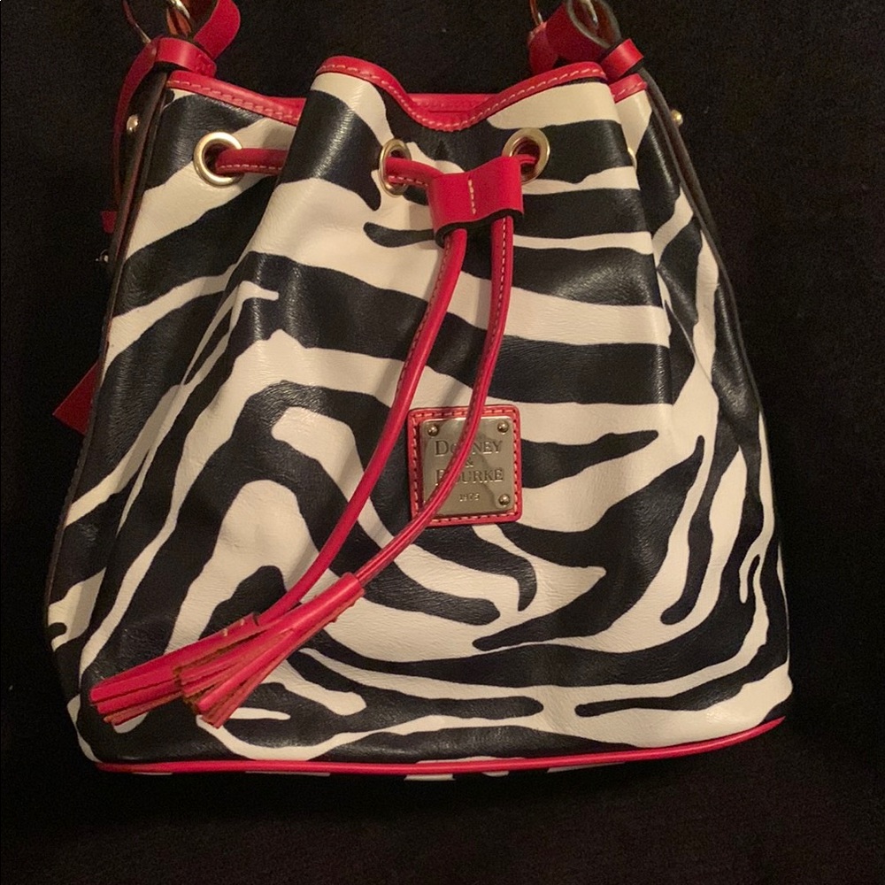 Dooney & Bourke Black and White Shoulder Bag with Zebra Print